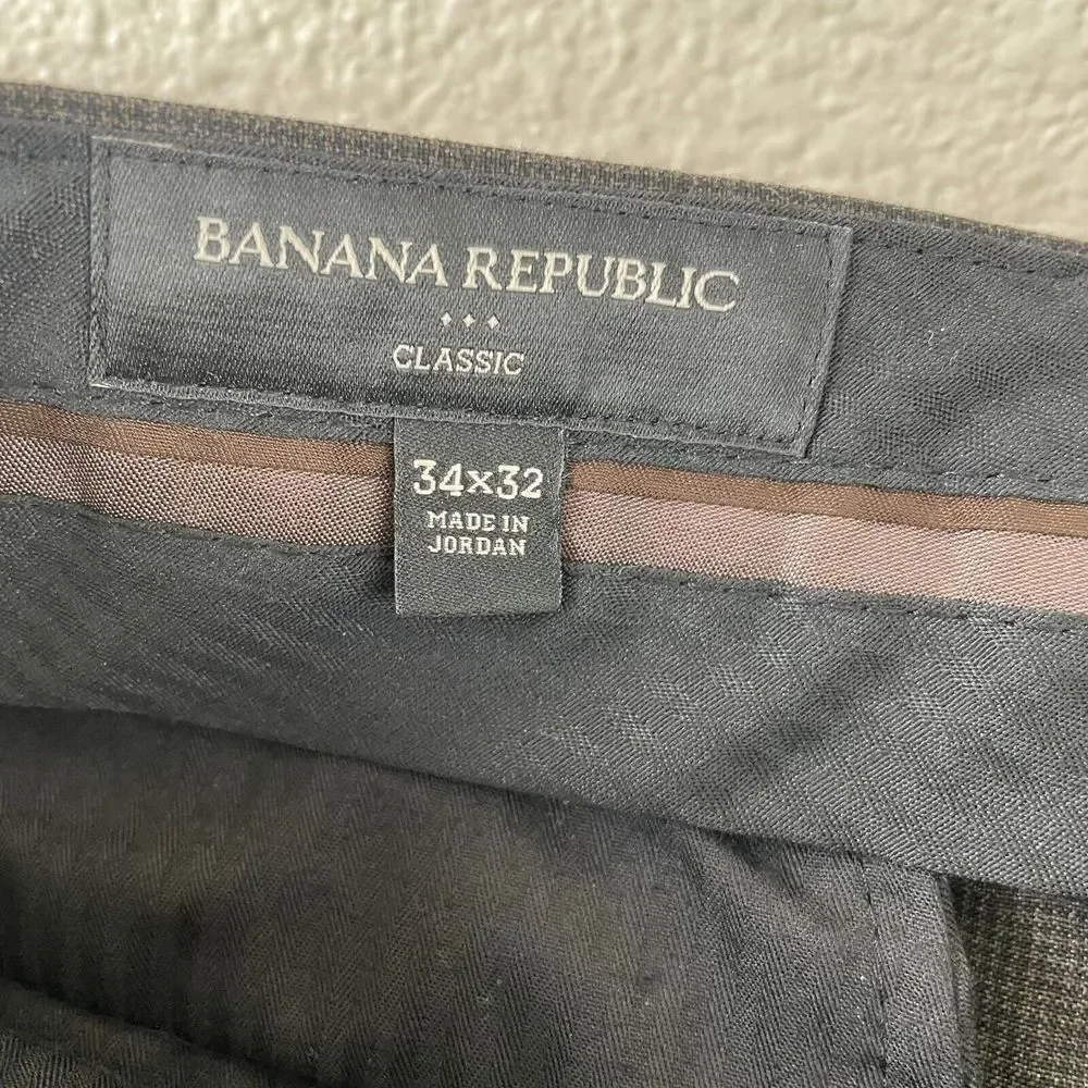 Banana Republic Dress Pants Men 34x32 Heather‎ Brown Straight Leg Classic Fit